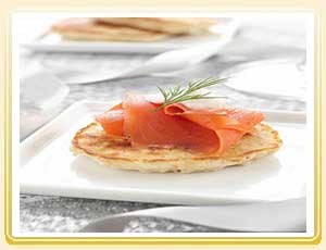 Brown Rice Blinis with Smoked Fish and Creme Fraiche
