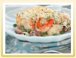 Rice Topped Seafood Pie